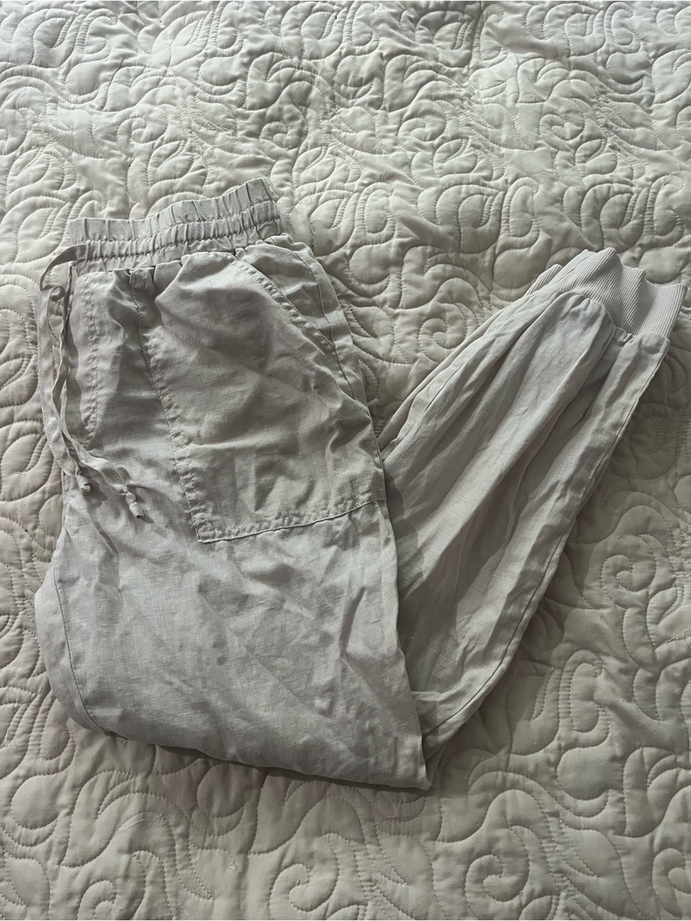 Magaschoni Linen Drawstring Cuffed Ankle Pants Size Small